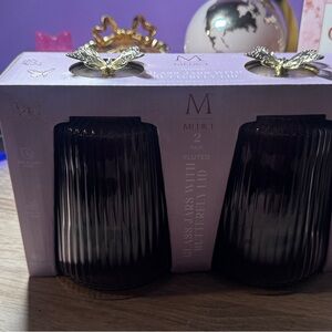 Medici Black Fluted Glass Jars with Butterfly Lid - 2 Pack
